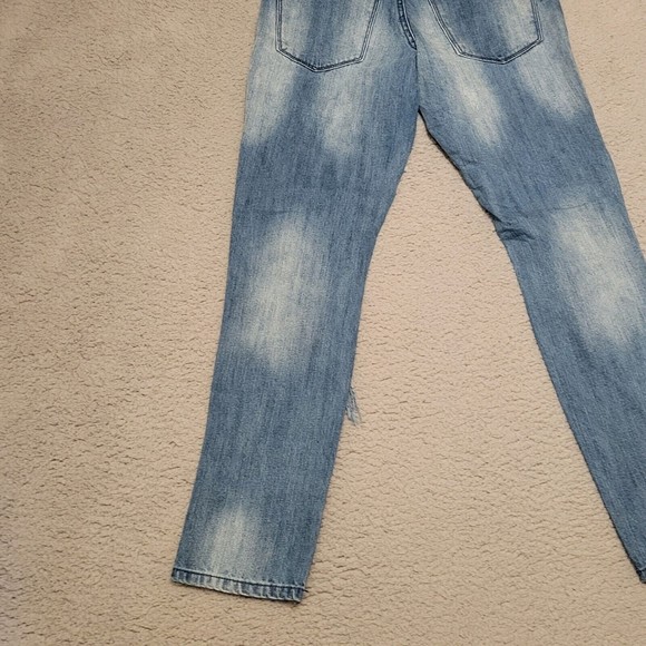 Womens Refuge Blue Pants Rose Embroidered Straight Leg Size 0 Measures 23x28 - Picture 13 of 16